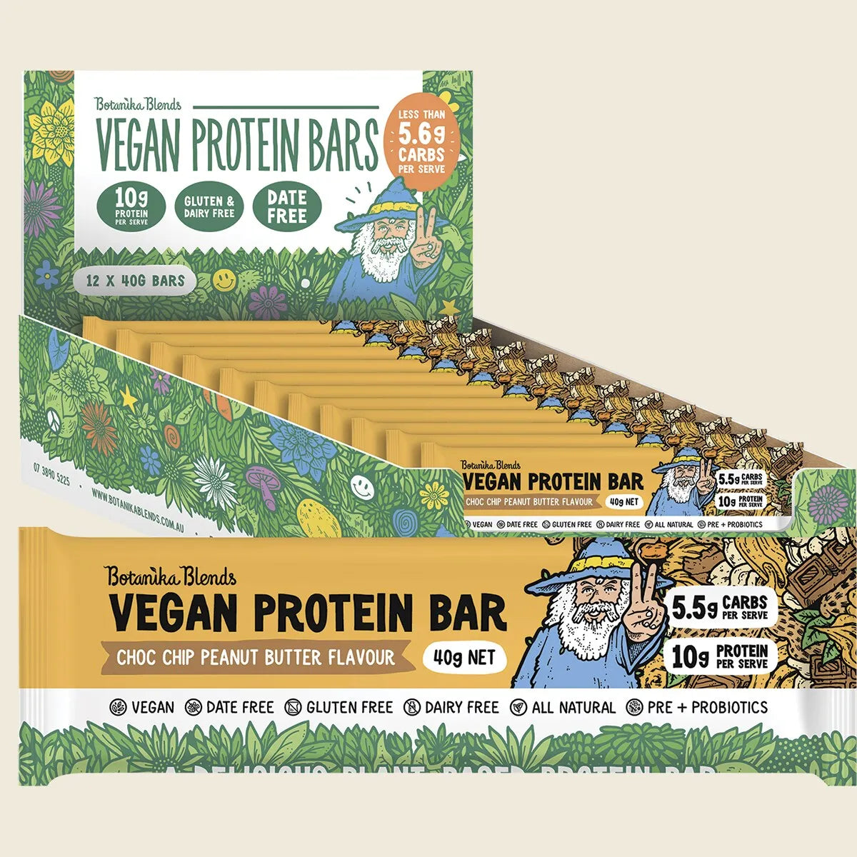 Vegan Protein Bars Choc Chip Peanut Butter 12x40g