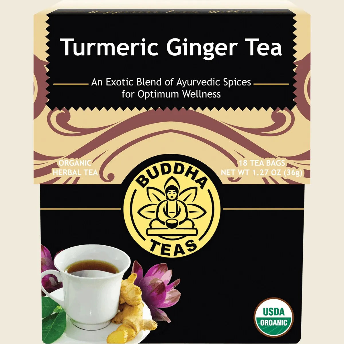 Organic Herbal Tea Bags Turmeric Ginger Tea 18pk