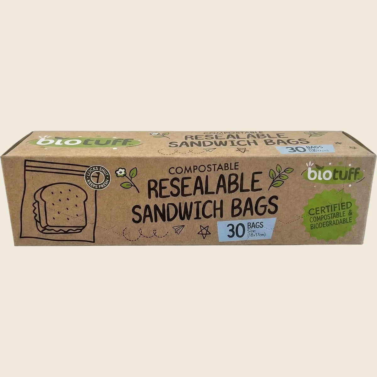 Resealable Sandwich Bags 18x17cm 30pk