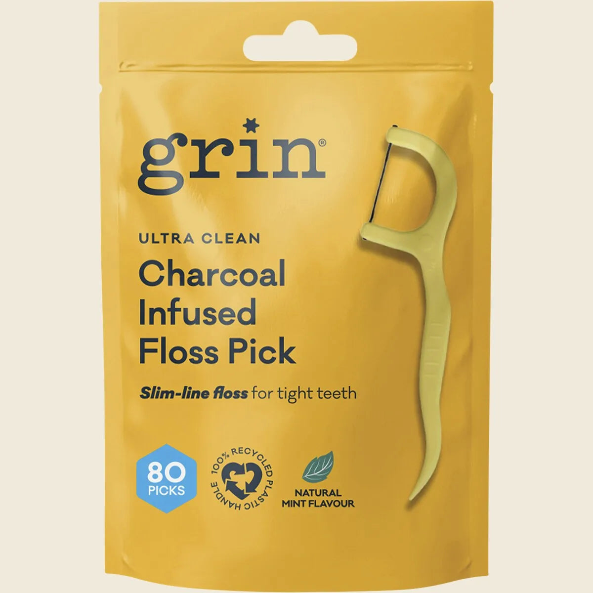 Ultra Clean Floss Picks Charcoal Infused 80pk