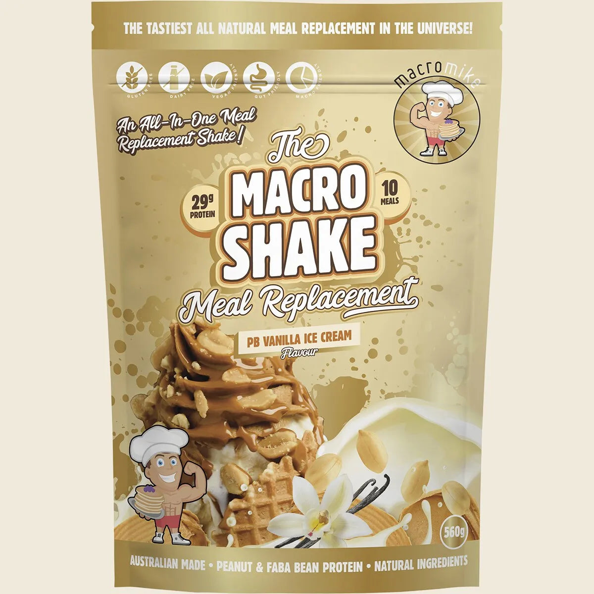 The Macro Shake Meal Replacement PB Vanilla Ice Cream 560g