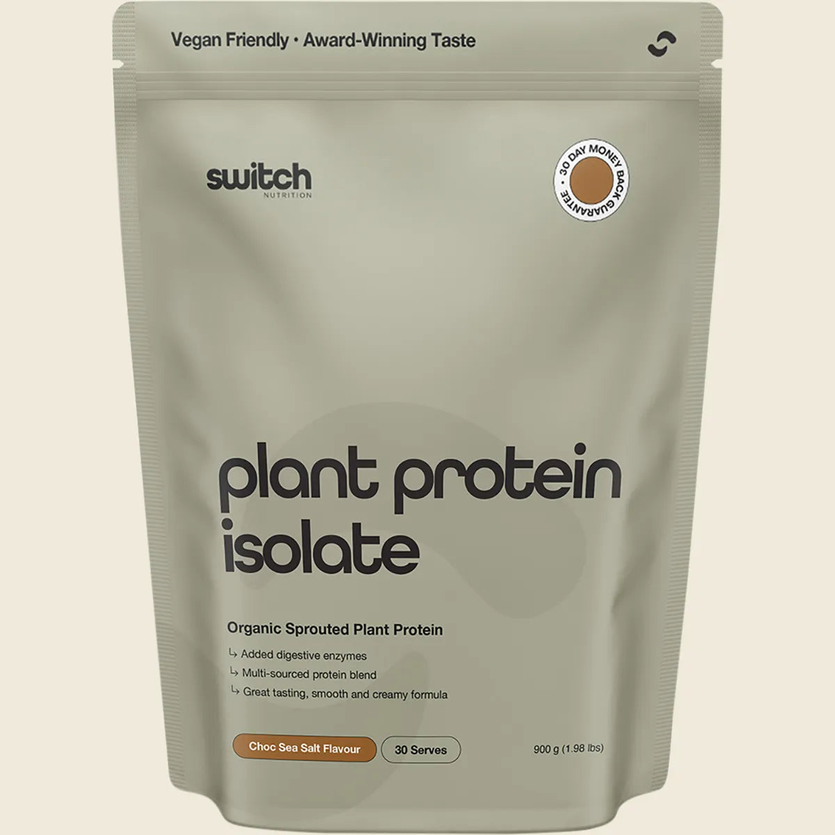 Protein Organic Sprouted Plant Choc Sea Salt 900g