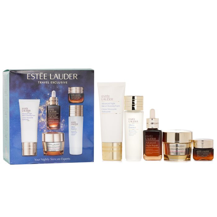 Estee Lauder Your Nightly Skincare Experts: ANR 50ml+ Revitalizing Supreme+ Soft Cream 50ml+ Eye Supercharged 15ml+ Micro Cleans... 5pcs