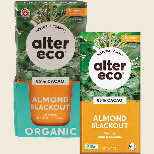 Chocolate Organic Dark Almonds Blackout 12x75g