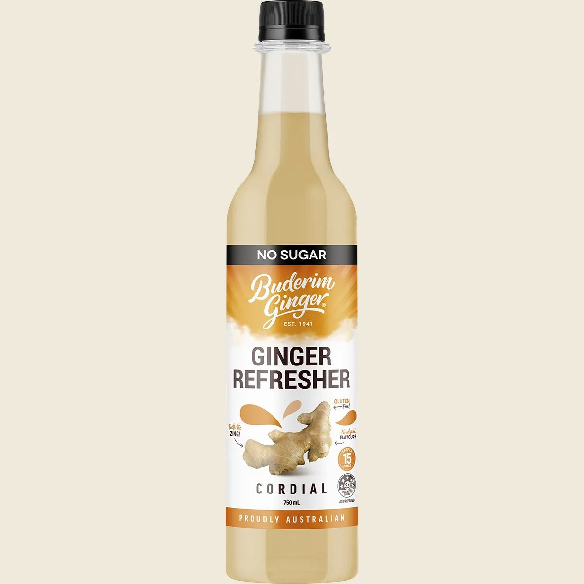 Ginger Refresher No Sugar Cordial 750ml