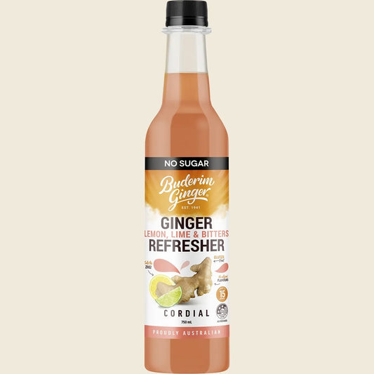 Ginger Lemon, Lime & Bitter Refresher Cordial No Sugar 750ml