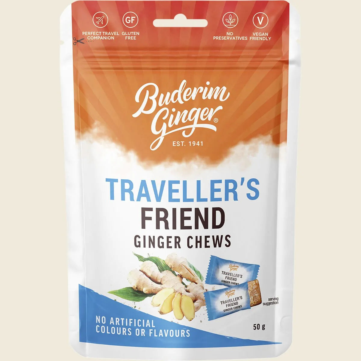 Traveller's Friend Ginger Chews 50g
