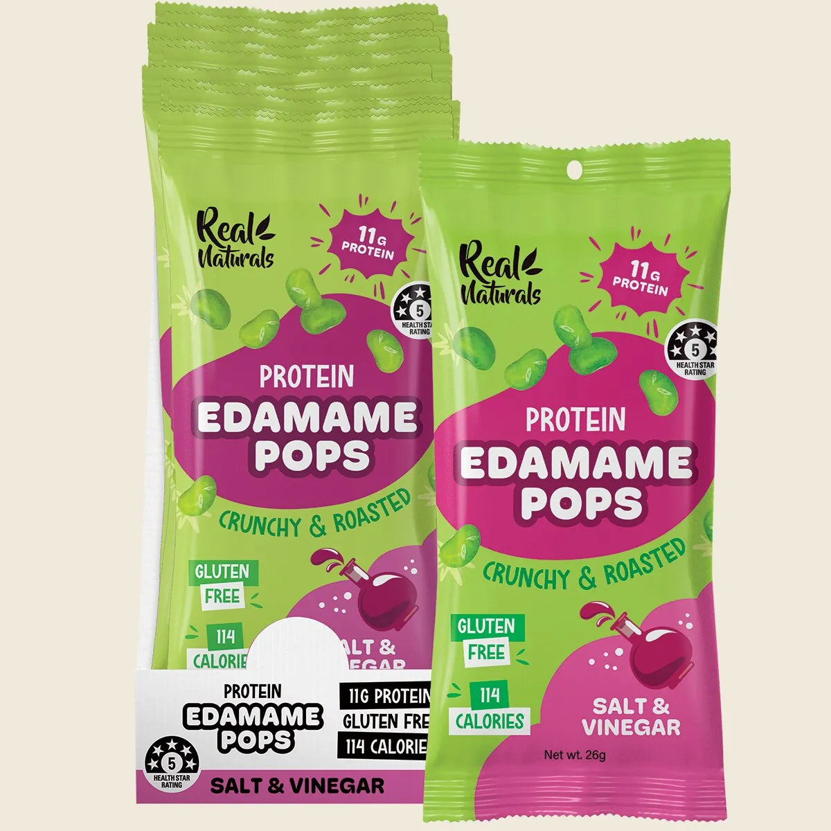 Protein Edamame Pops Salt & Vinegar 10x26g