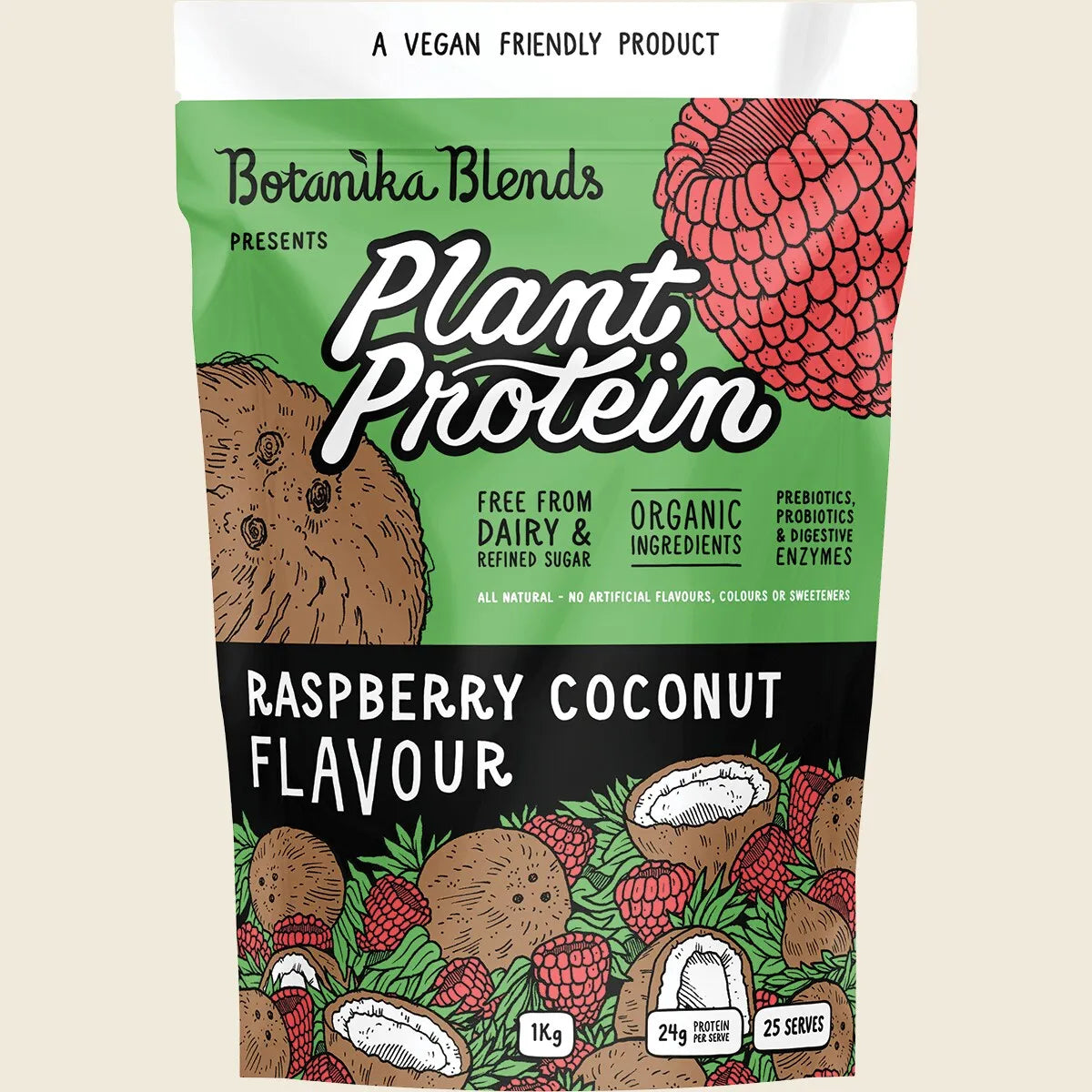 Plant Protein Raspberry Coconut 1kg