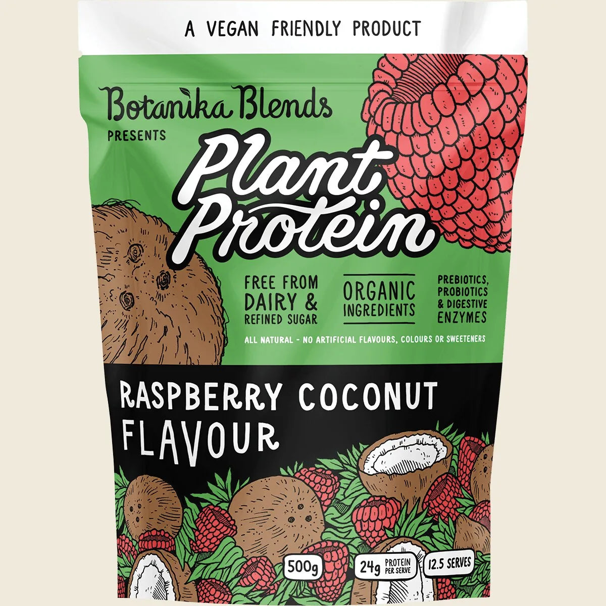 Plant Protein Raspberry Coconut 500g