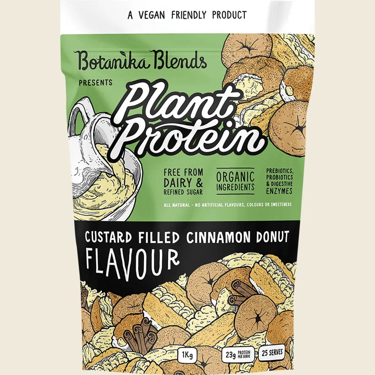 Plant Protein Custard Filled Cinnamon Donut 1kg