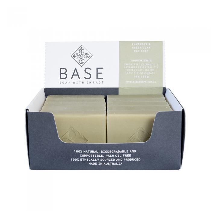 Base (soap With Impact) Soap Bar Lavender & Green Clay (raw Bar) 120g X 10 Display