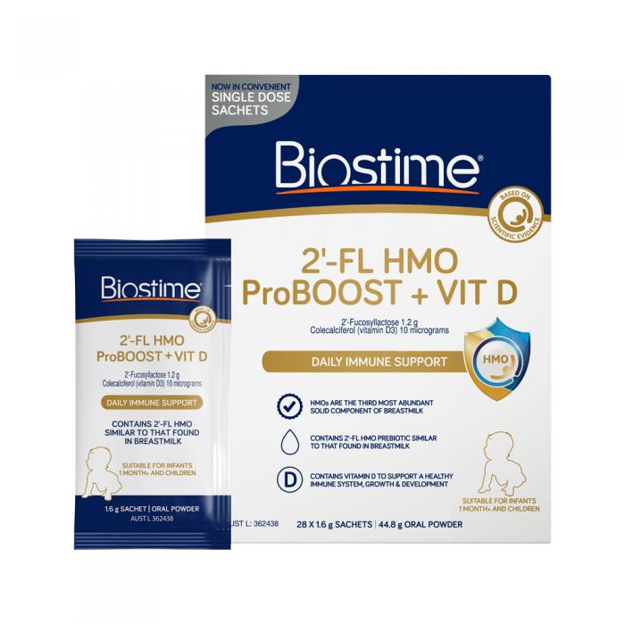 Biostime 2-fl Hmo Proboost + Vit D Oral Powder Sachets 1.6g X 28 Pack