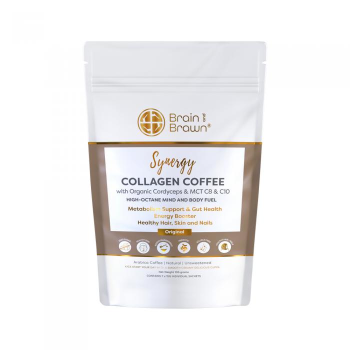 Brain And Brawn Collagen Coffee Synergy (organic Cordyceps & Mct C8 & C10) Sachets 15g X 7 Pack