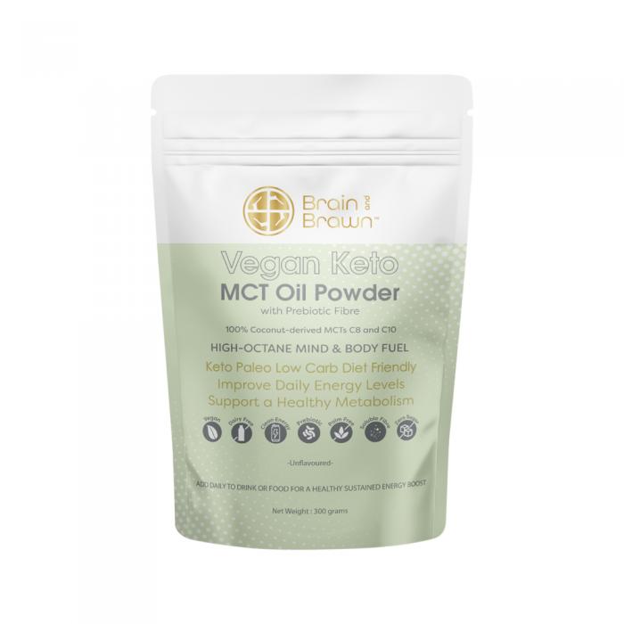 Brain And Brawn Vegan Keto Mct Oil Powder (with Prebiotic Fibre) Unflavoured 300g
