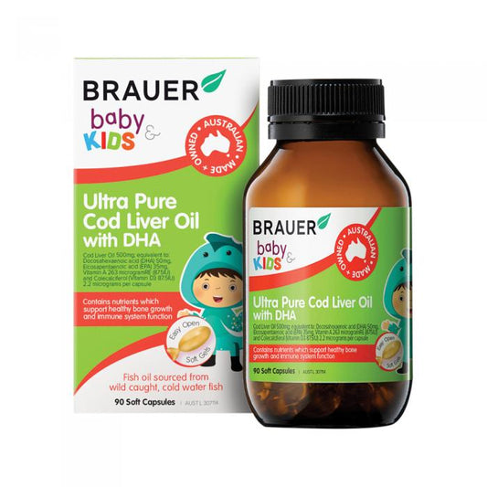 Brauer Baby & Kids Ultra Pure Cod Liver Oil With Dha 90c