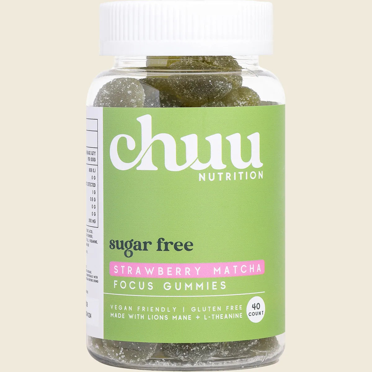 Strawberry Matcha Focus Gummies Sugar Free 40pcs