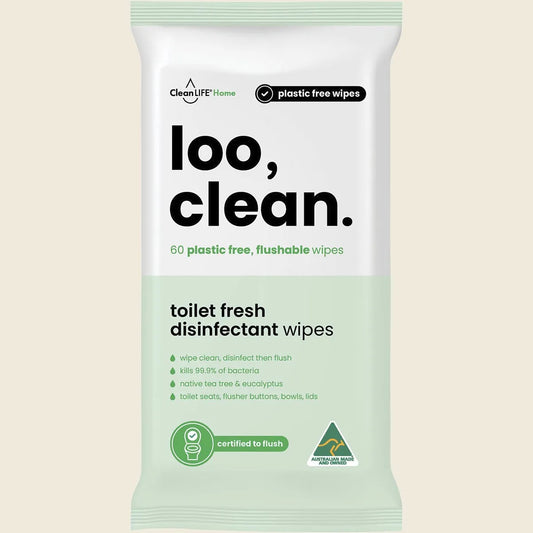 Loo Clean Flushable Plastic Free Wipes 60pk