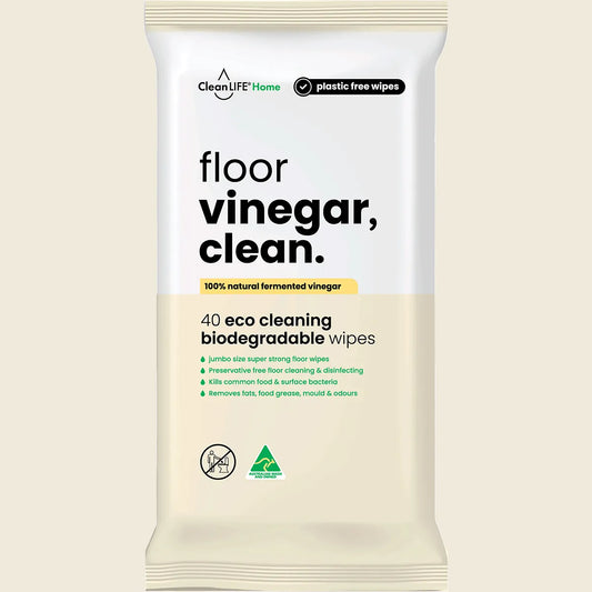 Vinegar Clean Floor Plastic Free Wipes 40pk
