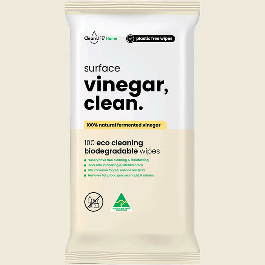 Vinegar Clean Surface Plastic Free Wipes 100pk