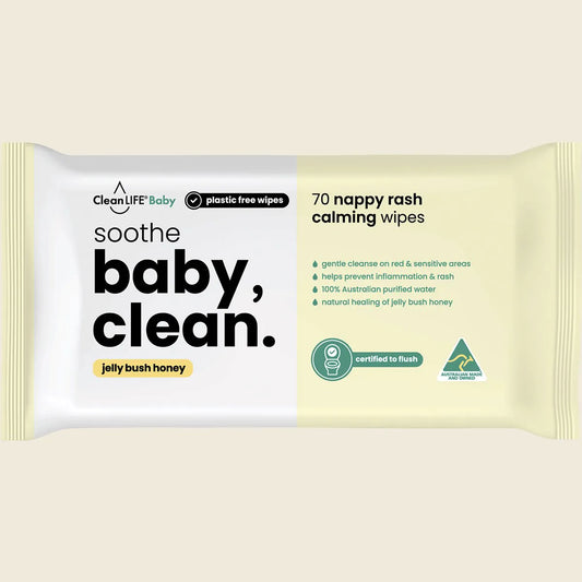Baby Clean Soothe Flushable Plastic Free Wipes 70pk