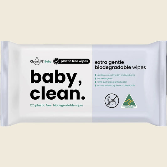Baby Clean Extra Gentle Plastic Free Wipes 120pk