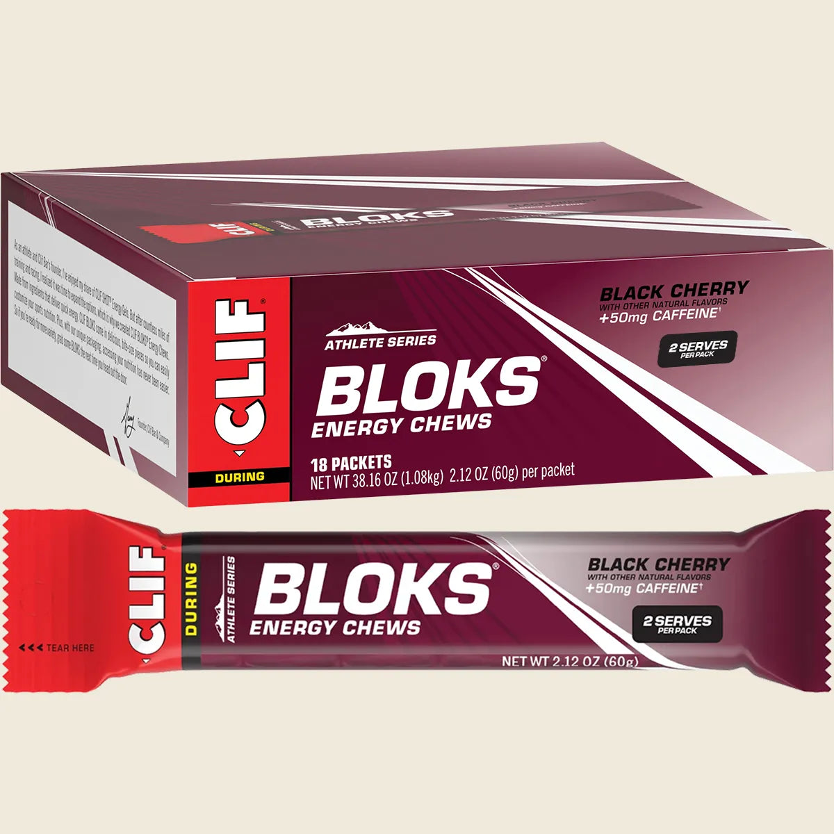 Bloks Energy Chews Black Cherry 50mg Caffeine 18x60g