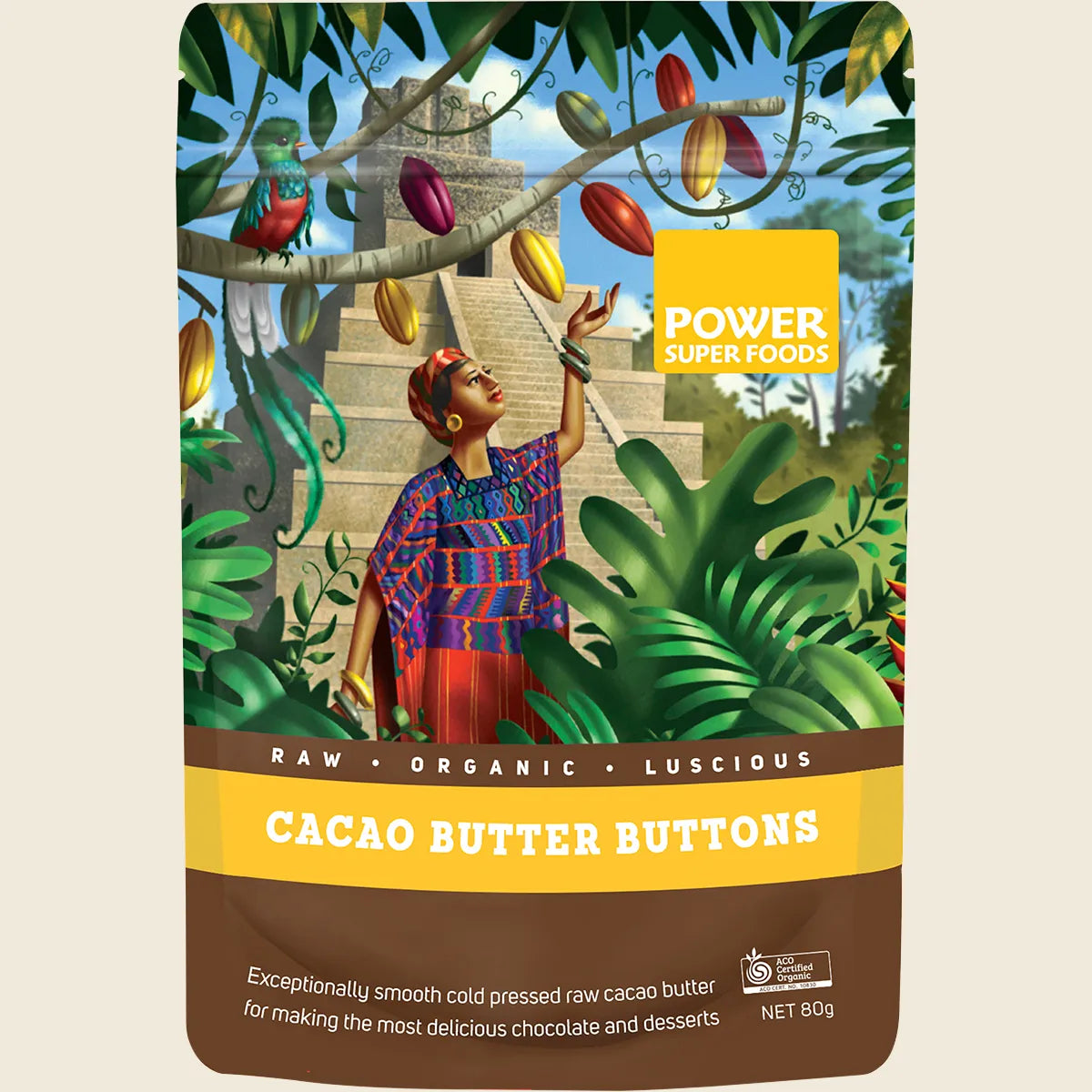 Cacao Butter Buttons Raw Certified Organic 80g