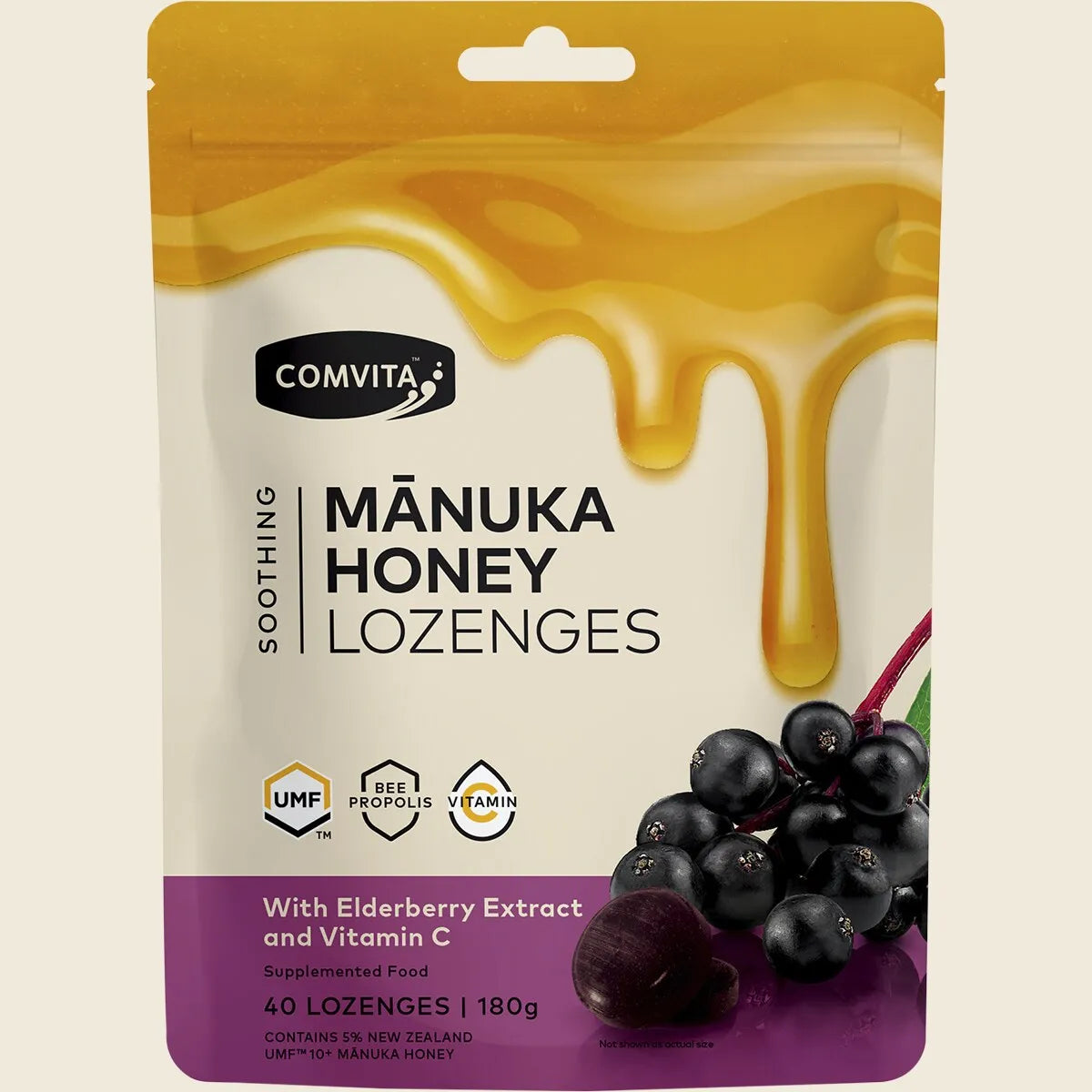 Manuka Honey Lozenges Elderberry Extract & Vitamin C 40x4.5g