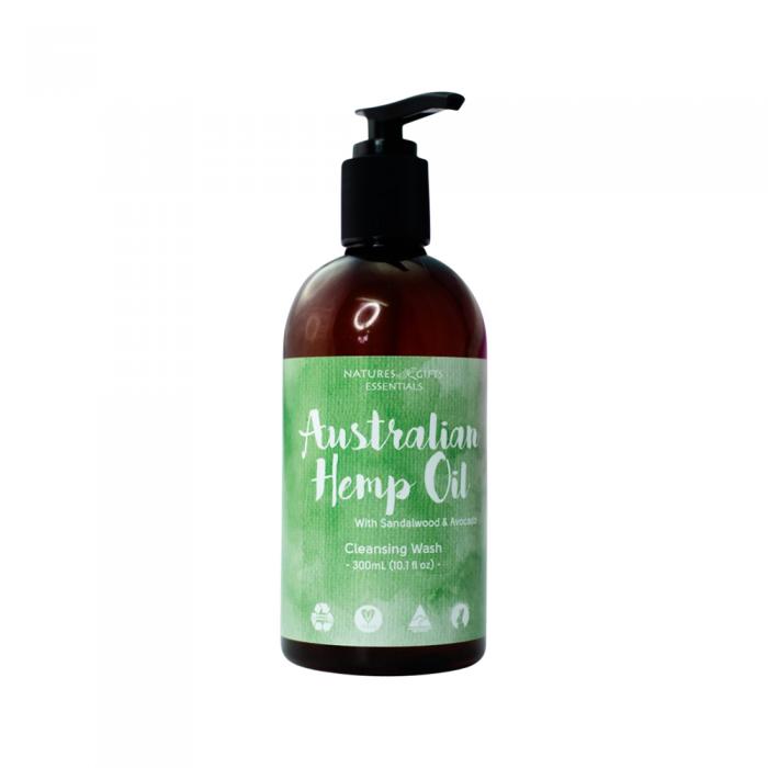 Clover Fields Natures Gifts Essentials Australian Hemp Oil With Sandalwood & Avocado Cleansing Wash 300ml