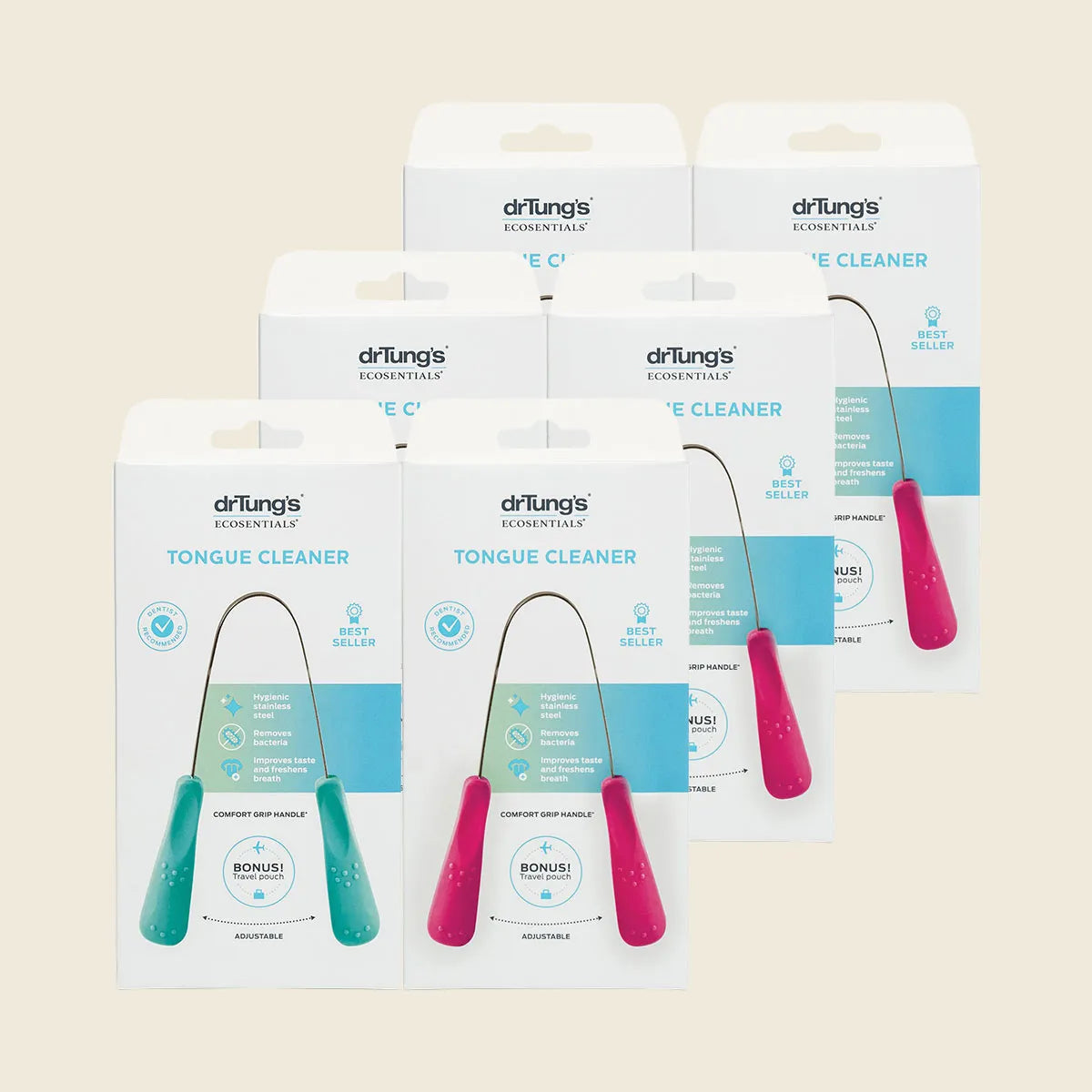 Tongue Cleaner Stainless Steel (Colour May Vary) x6