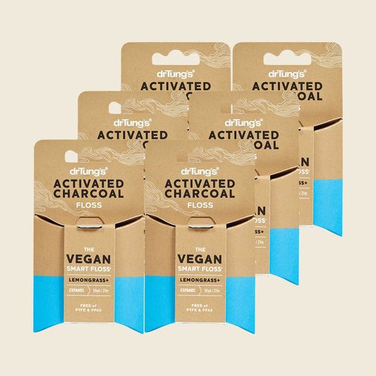 Smart Vegan Dental Floss Activated Charcoal Lemongrass 6x27m