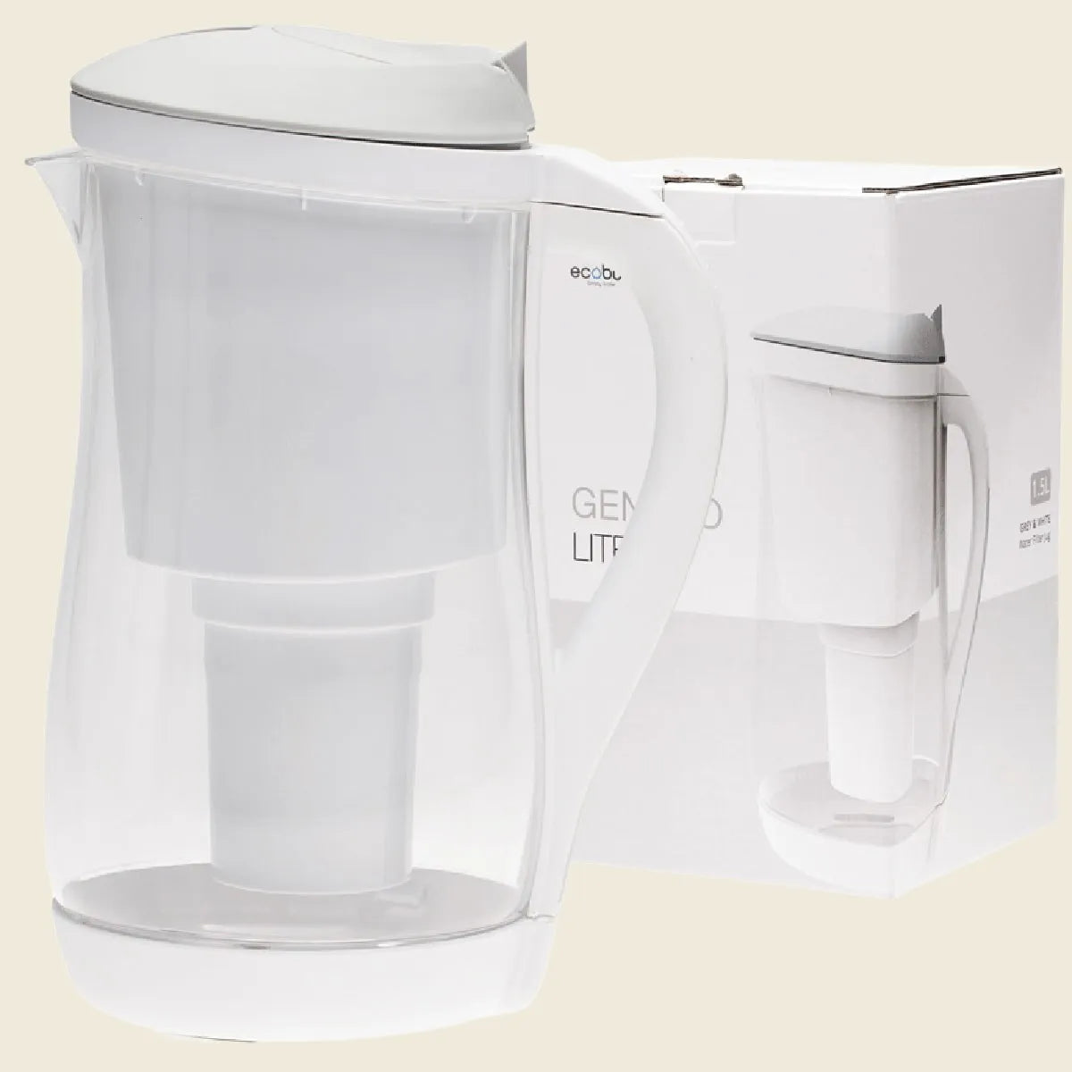Gentoo Plastic Water Filter Jug Grey & White 1.5L