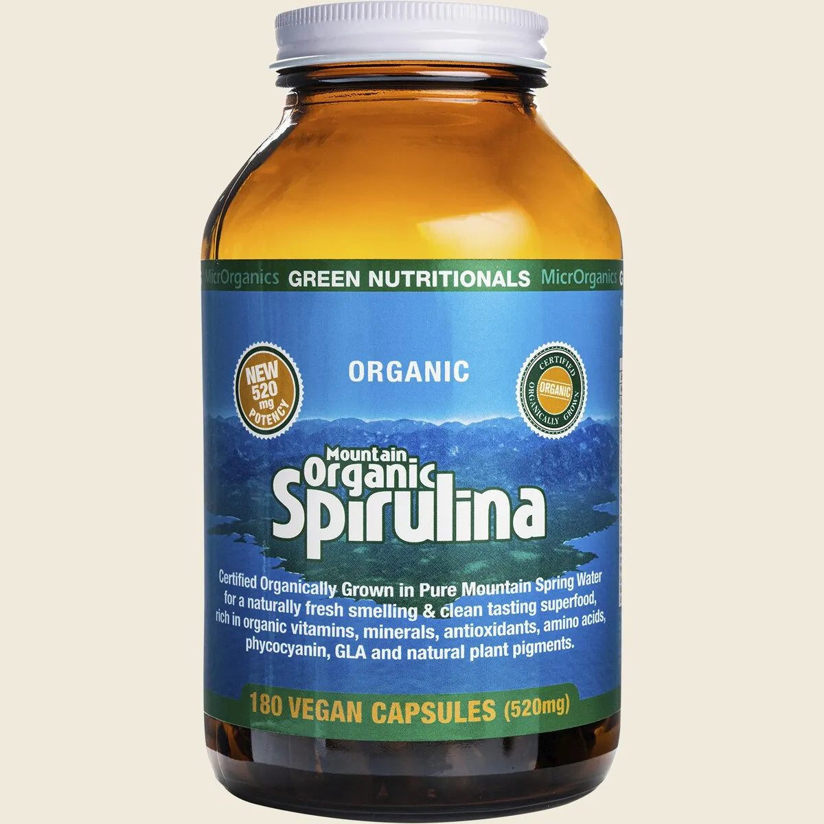 Mountain Organic Spirulina 520mg 180 Caps