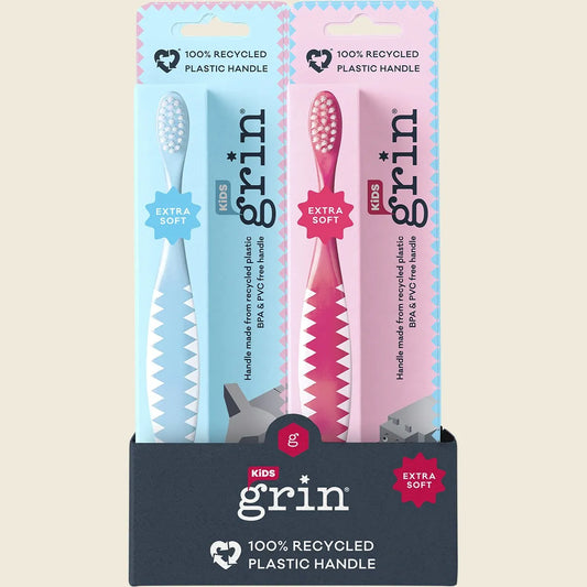 100% Recycled Toothbrush Kids Extra Soft Pink, Blue x8