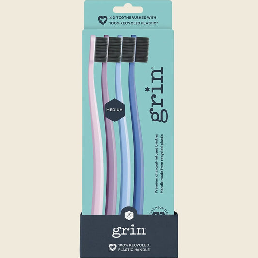 100% Recycled Toothbrush Medium Purple 8x4pk