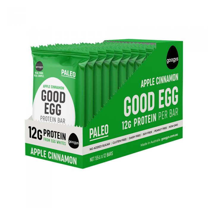 Googys Good Egg Protein Bar Apple Cinnamon 55g X 12 Display