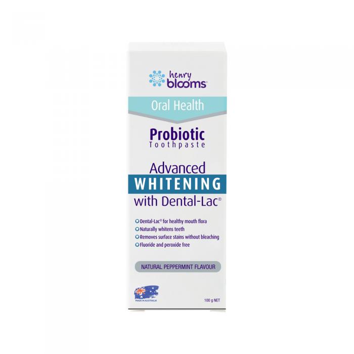 Henry Blooms Oral Health Probiotic Toothpaste Advanced Whitening With Dental-lac Peppermint 100g