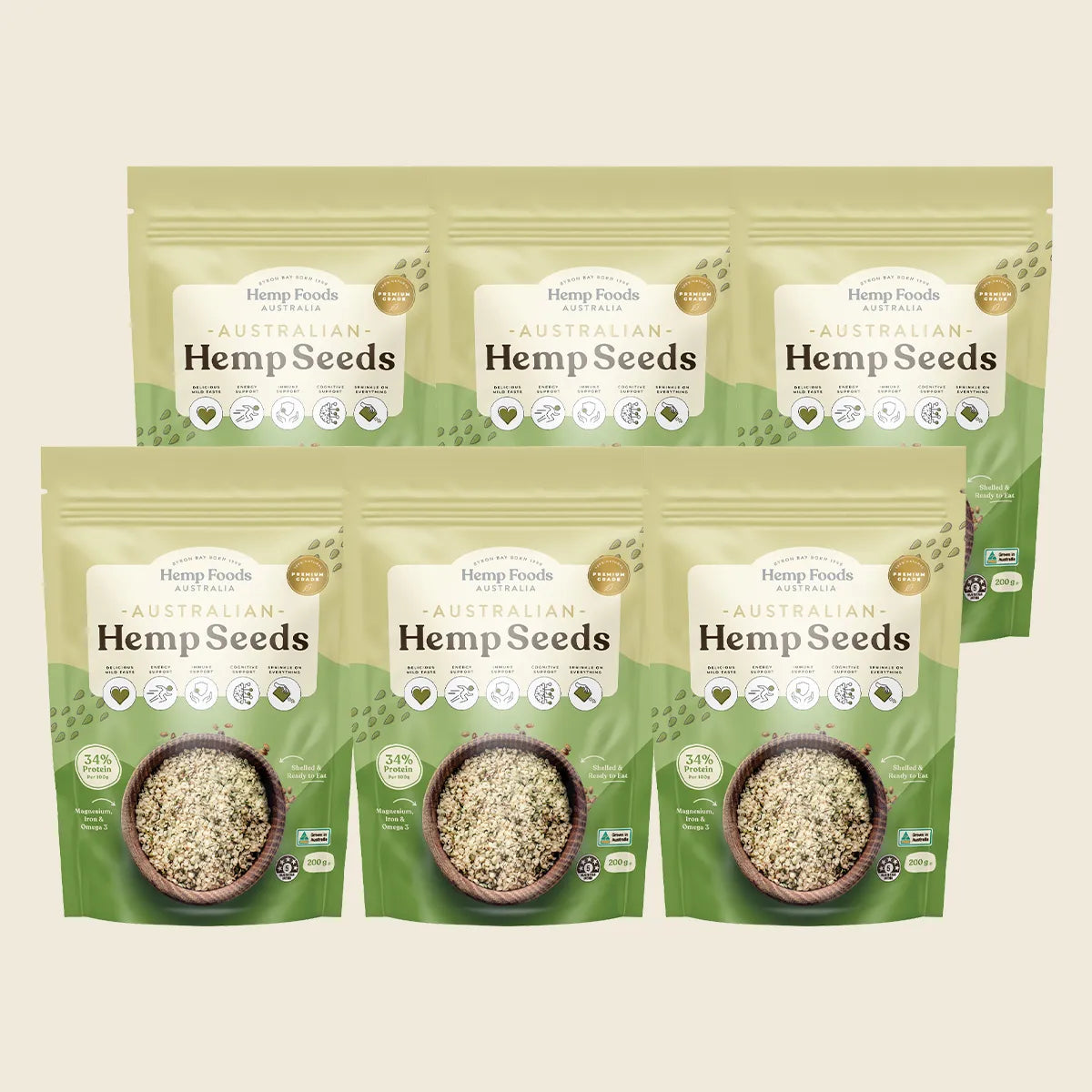Australian Hemp Seeds Hulled 6x200g