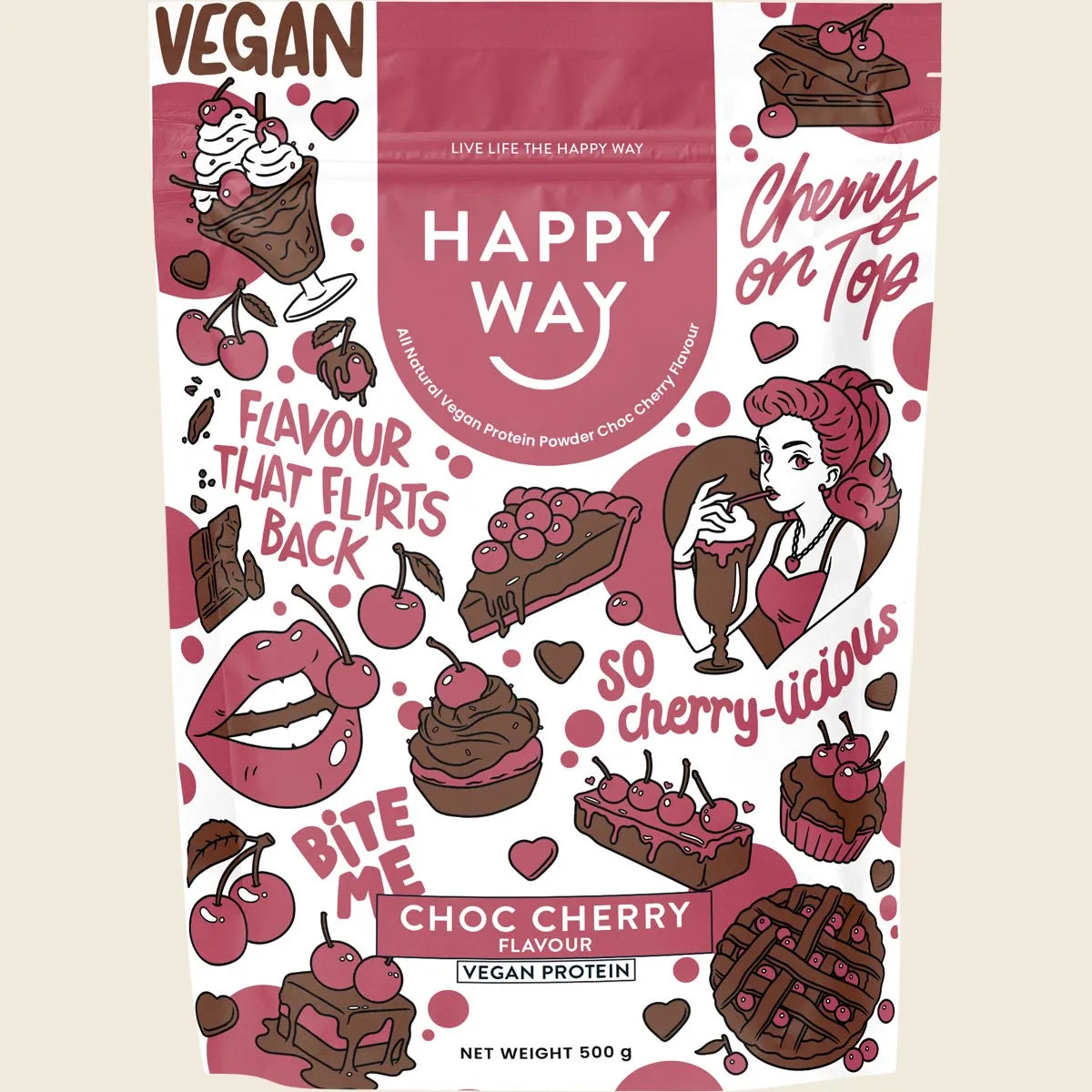 Vegan Protein Powder Choc Cherry 500g