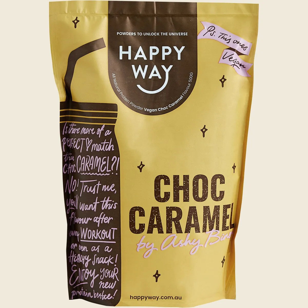 Ashy Bines Vegan Protein Powder Choc Caramel 500g