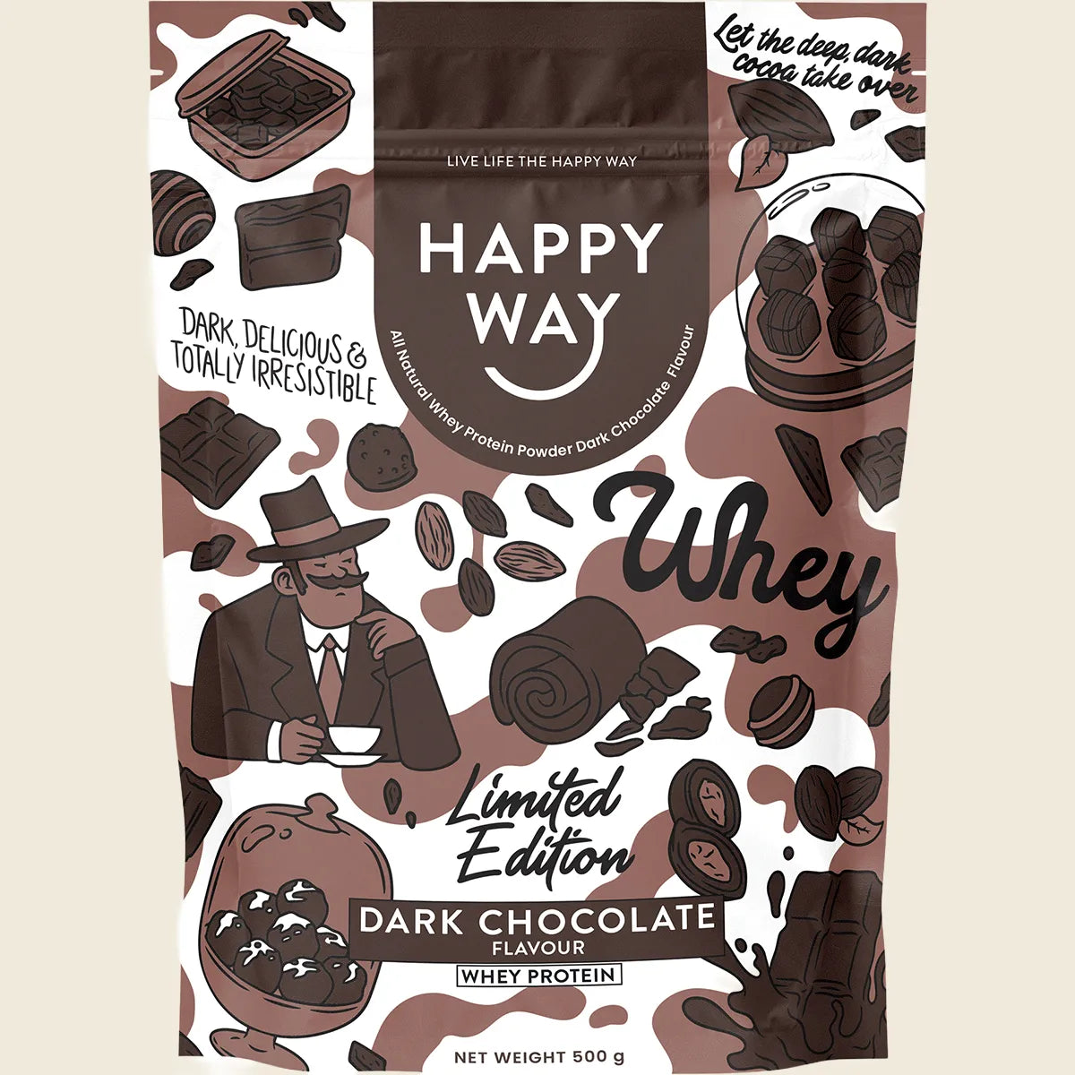 Whey Protein Powder Dark Chocolate 500g