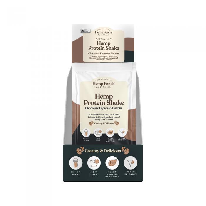 Hemp Foods Australia Hemp Protein Shake Chocolate Espresso Sachet 35g X 7 Display