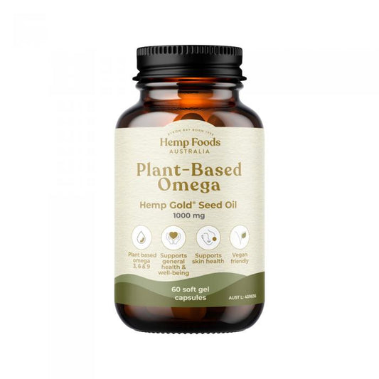 Hemp Foods Australia Plant-based Omega Hemp Gold Seed Oil Capsules 1000mg 60c
