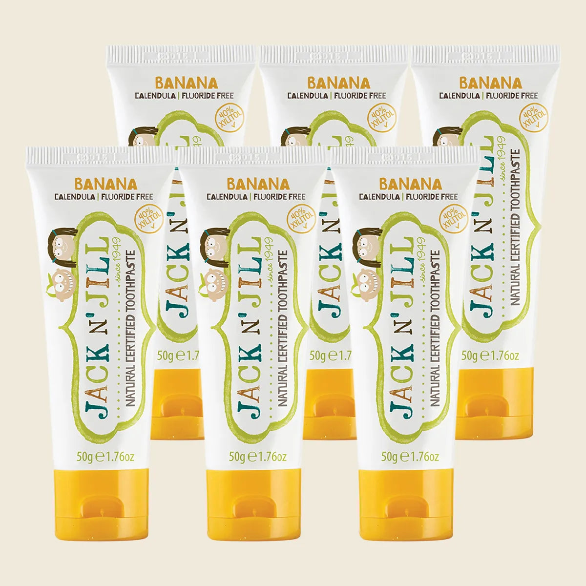 Toothpaste Children Banana Fluoride Free 6x50g