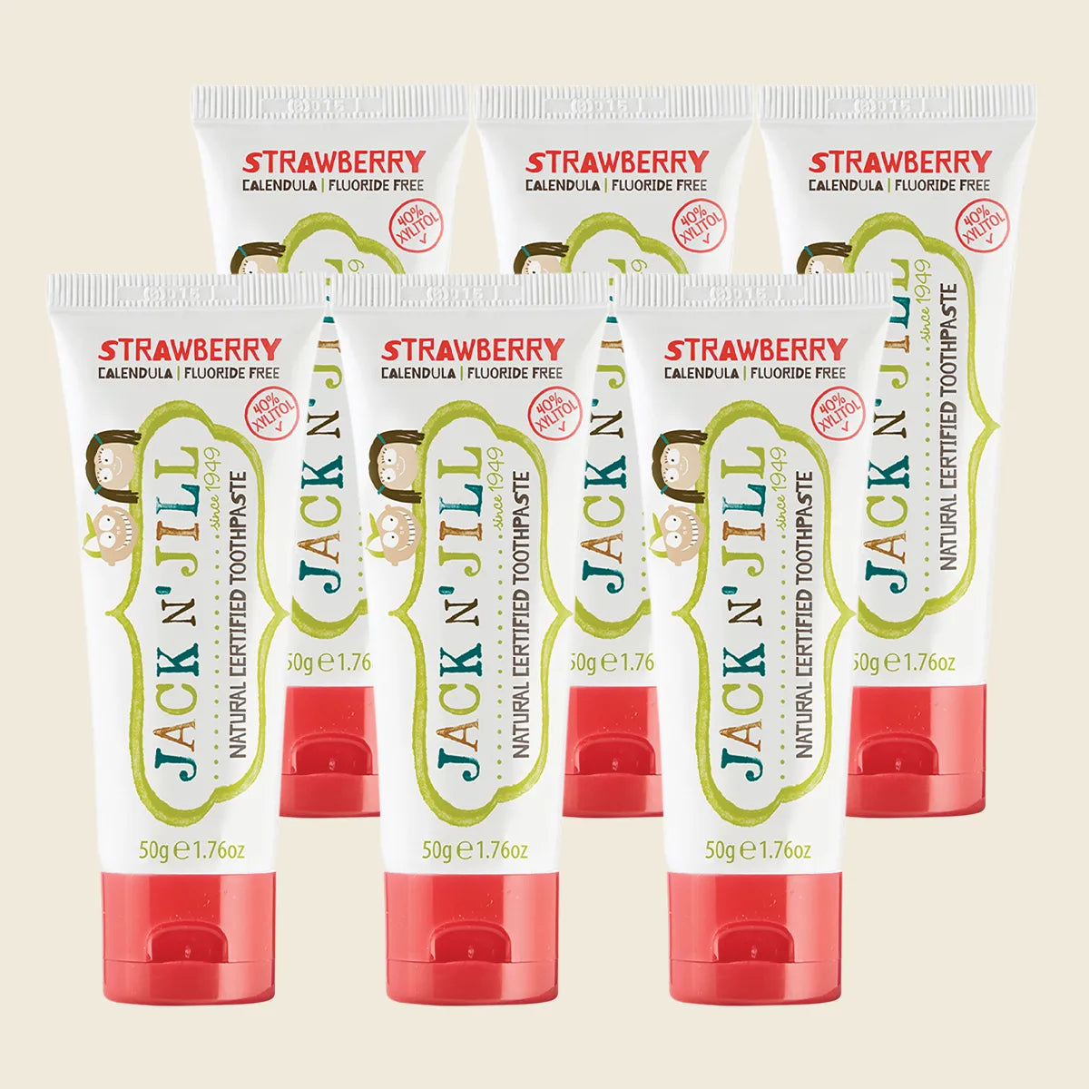 Toothpaste Children Strawberry Fluoride Free 6x50g