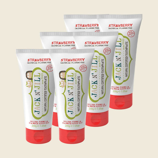 Toothpaste Children Mega Strawberry Fluoride Free 6x200g