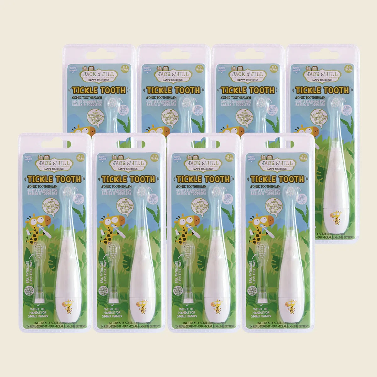 Sonic Toothbrush Tickle Tooth 0-3 Years x8