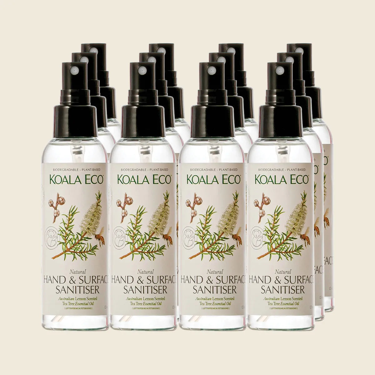 Natural Hand & Surface Sanitiser Lemon Scented TeaTree 12x125ml