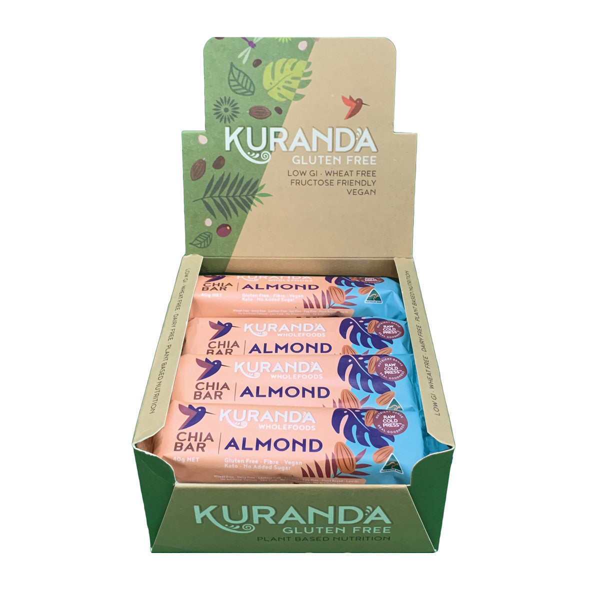Kuranda Wholefoods Gluten Free Chia Bars Chia & Almond 40g X 16 Display